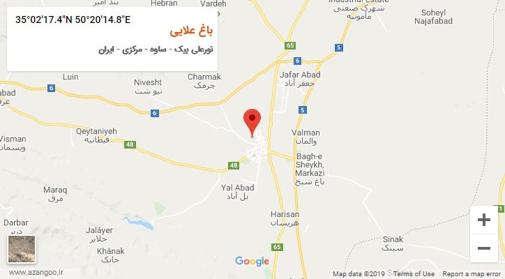 روستای باغ علایی بر روی نقشه