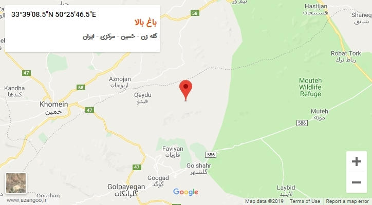 روستای باغ بالا بر روی نقشه