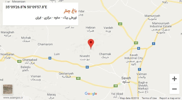 روستای باغ چنار بر روی نقشه