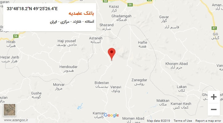 روستای باغک عضدیه بر روی نقشه