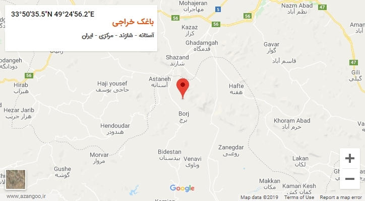 روستای باغک خراجی بر روی نقشه