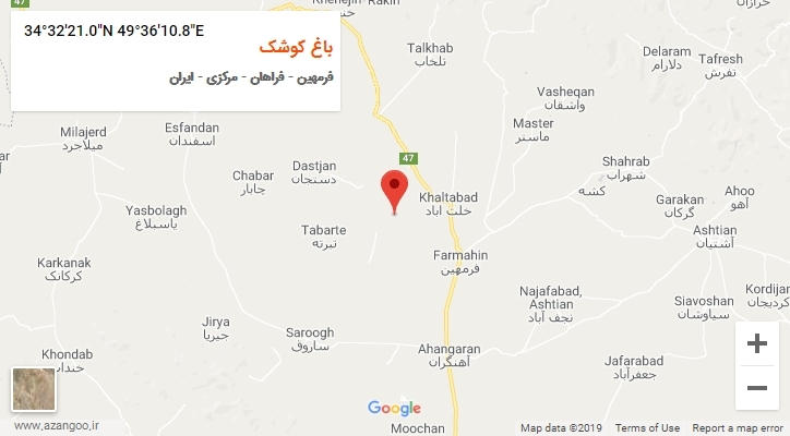 روستای باغ کوشک بر روی نقشه