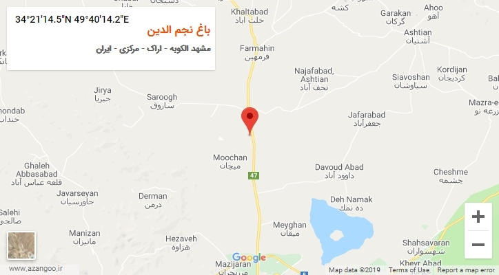 روستای باغ نجم الدین بر روی نقشه