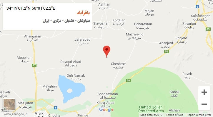 روستای باقرآباد بر روی نقشه