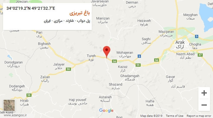 روستای باغ تبریزی بر روی نقشه