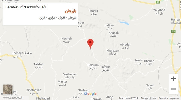 روستای بازرجان بر روی نقشه