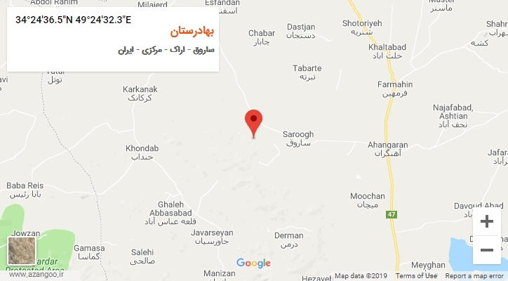 روستای بهادرستان بر روی نقشه