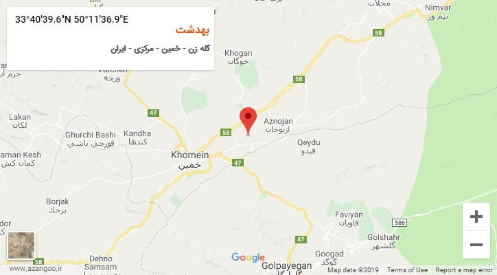 روستای بهدشت بر روی نقشه