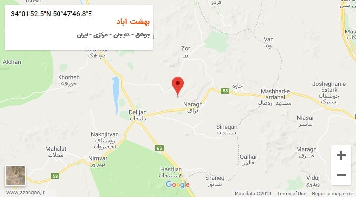 روستای بهشت آباد بر روی نقشه