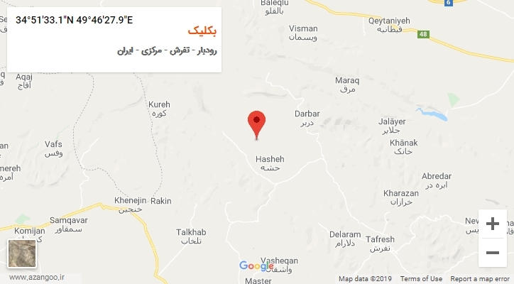 روستای بکلیک بر روی نقشه