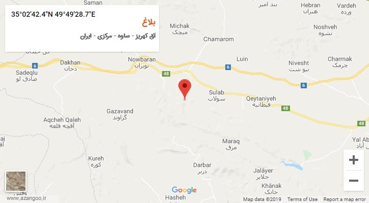 روستای بلاغ بر روی نقشه