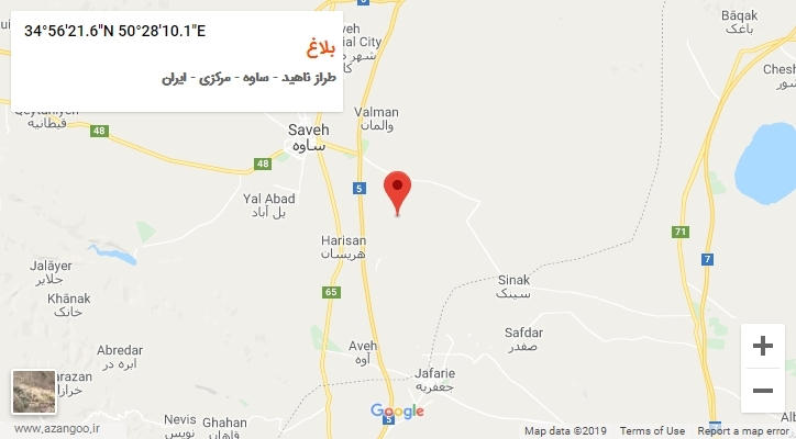 روستای بلاغ بر روی نقشه