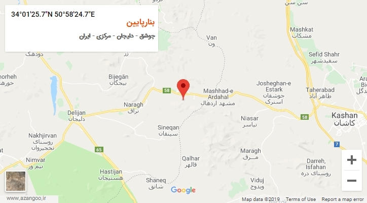 روستای بنارپایین بر روی نقشه