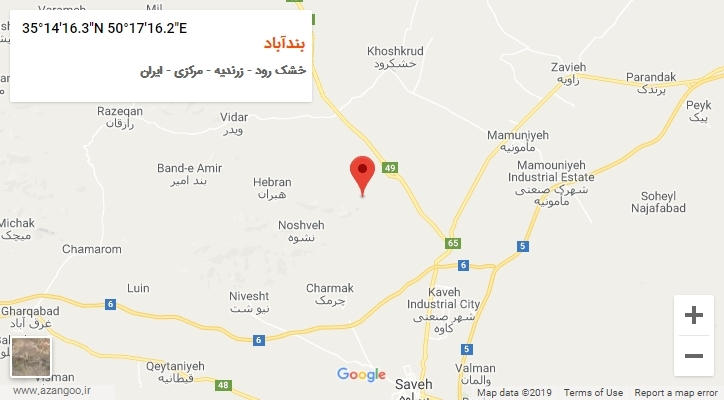 روستای بندآباد بر روی نقشه
