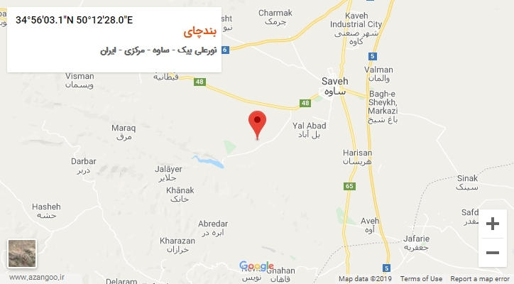روستای بندچای بر روی نقشه