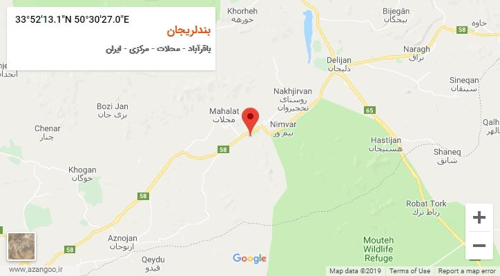 روستای بندلریجان بر روی نقشه