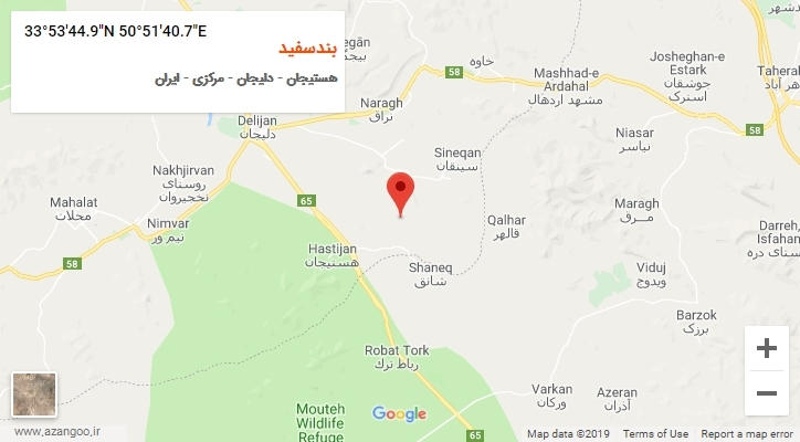 روستای بندسفید بر روی نقشه