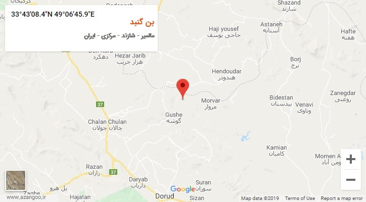 روستای بن گنبد بر روی نقشه