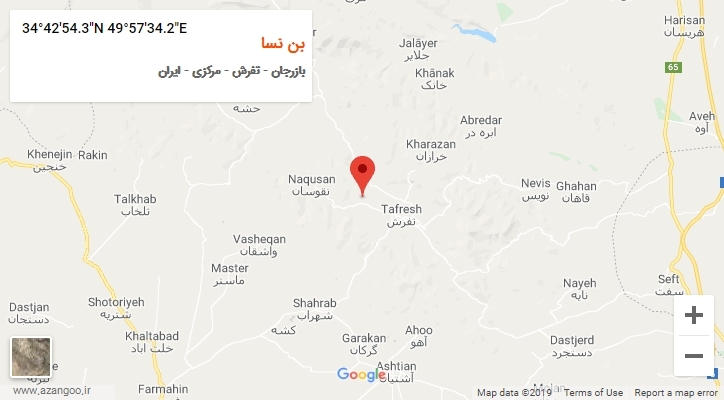 روستای بن نسا بر روی نقشه