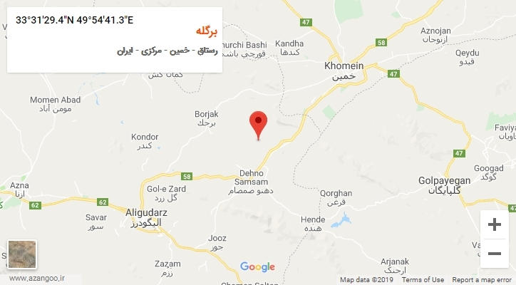 روستای برگله بر روی نقشه