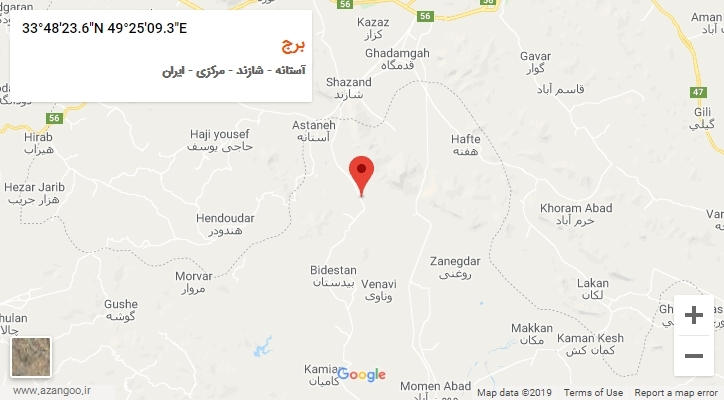 روستای برج بر روی نقشه