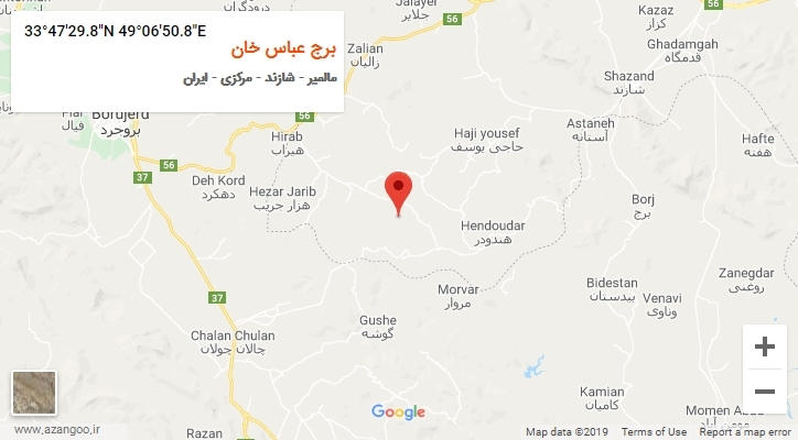 روستای برج عباس خان بر روی نقشه