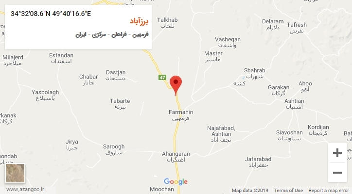 روستای برزآباد بر روی نقشه