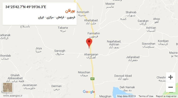 روستای بورقان بر روی نقشه