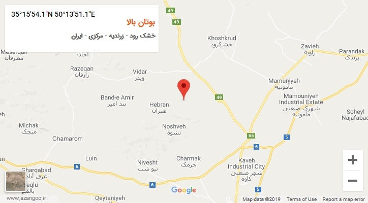 روستای بوتان بالا بر روی نقشه