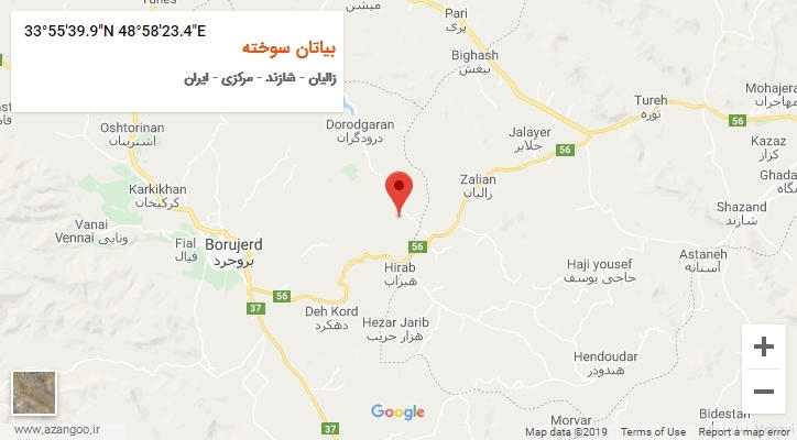 روستای بیاتان سوخته بر روی نقشه