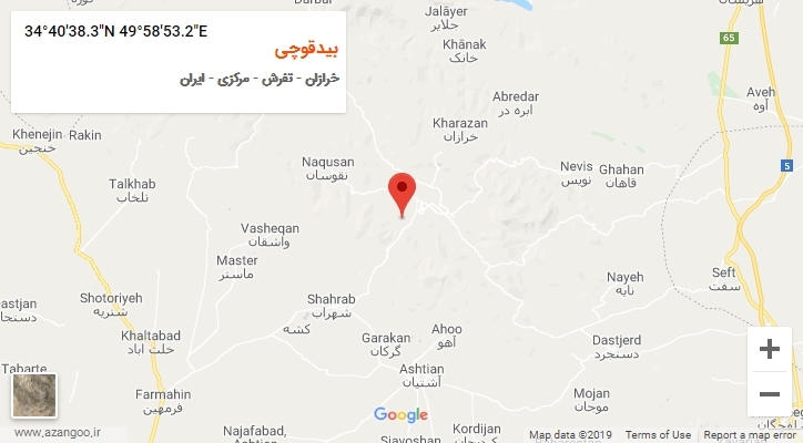 روستای بیدقوچی بر روی نقشه