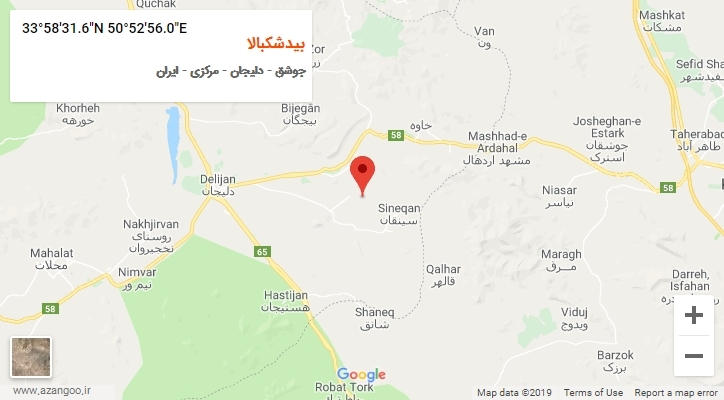 روستای بیدشکبالا بر روی نقشه