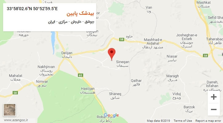 روستای بیدشک پایین بر روی نقشه