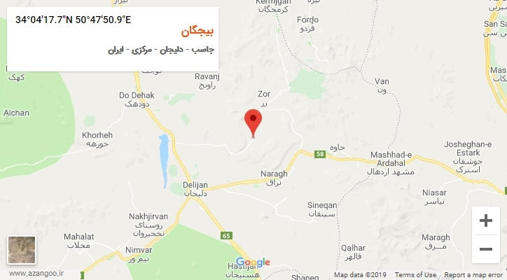 روستای بیجگان بر روی نقشه