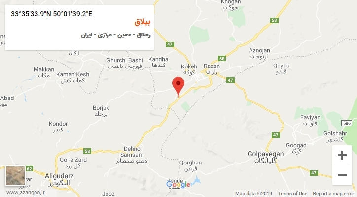 روستای بیلاق بر روی نقشه