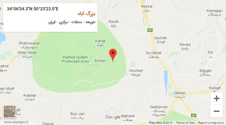 روستای بزرگ آباد بر روی نقشه