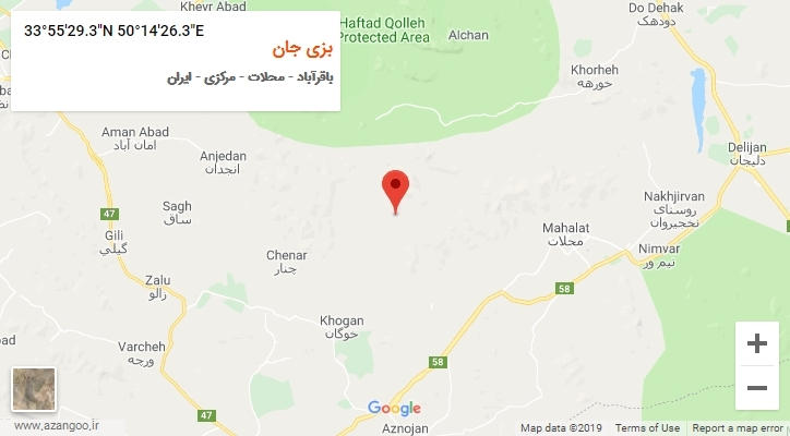 روستای بزی جان بر روی نقشه