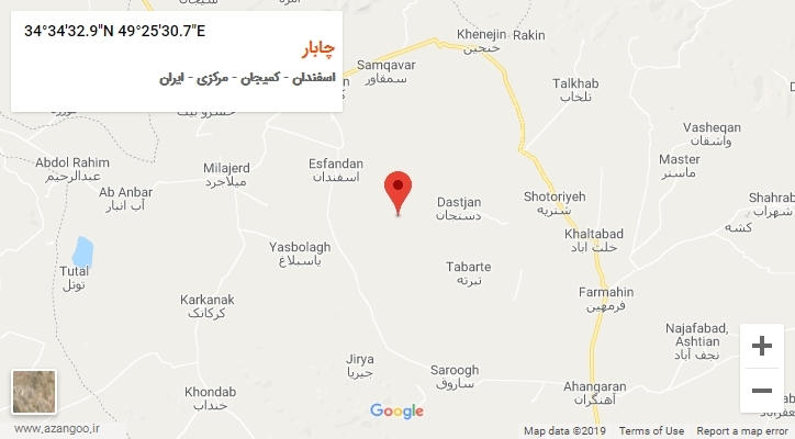 روستای چابار بر روی نقشه