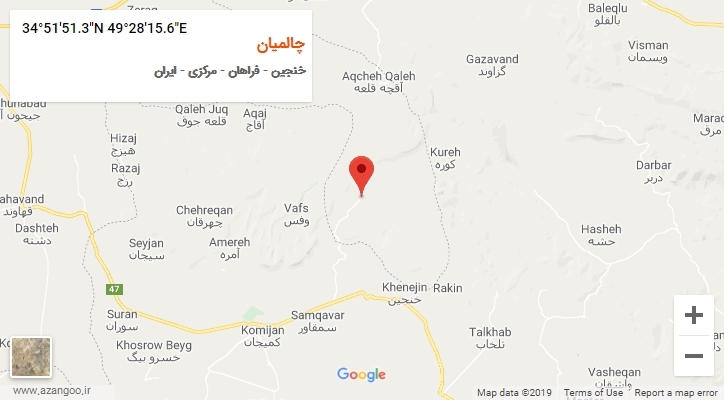 روستای چالمیان بر روی نقشه