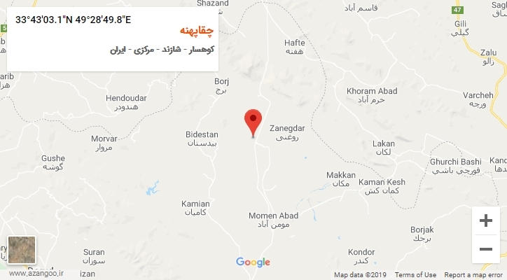 روستای چقاپهنه بر روی نقشه