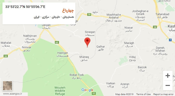 روستای چهارباغ بر روی نقشه