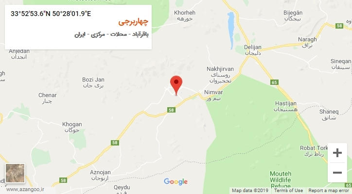 روستای چهاربرجی بر روی نقشه