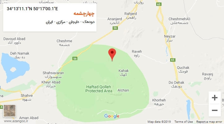 روستای چهارچشمه بر روی نقشه