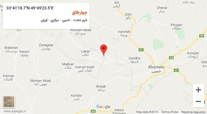 روستای چهارطاق بر روی نقشه