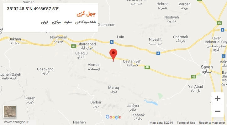 روستای چهل گزی بر روی نقشه