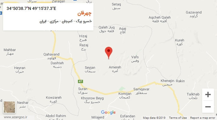 روستای چهرقان بر روی نقشه