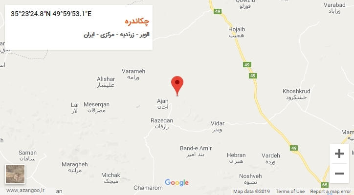 روستای چکاندره بر روی نقشه