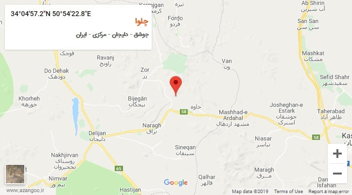 روستای چلوا بر روی نقشه