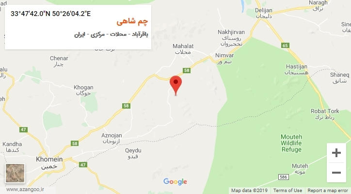 روستای چم شاهی بر روی نقشه