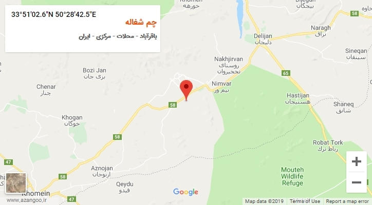 روستای چم شغاله بر روی نقشه